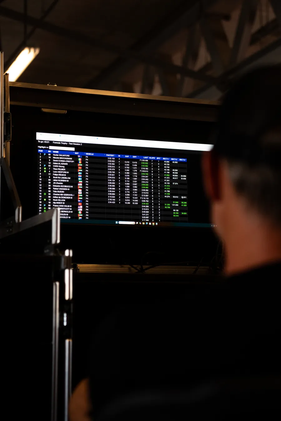 Timing screen