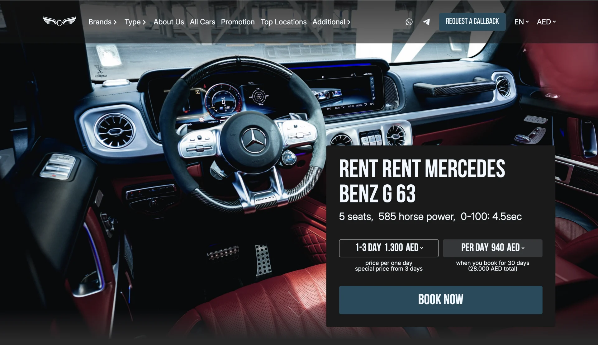Continental Rental desktop homepage